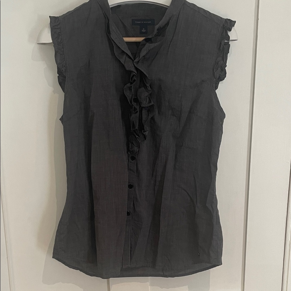 Tommy Hilfiger Sleeveless Ruffle Button-Front Blouse